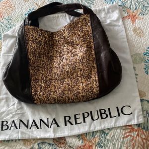 Banana Republic Brown and Gold Tote Bag